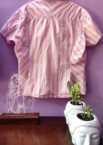 White Pink Half Sleeves Shirt (Women)