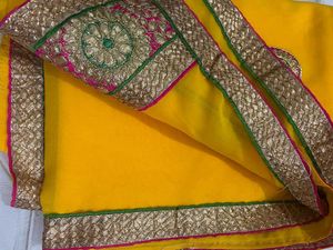 New yellow patches saree