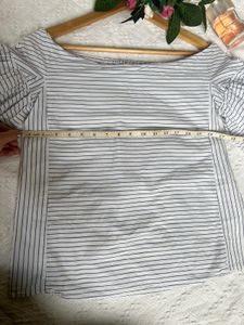 Striped Off-Shoulder Puff Sleeve Top