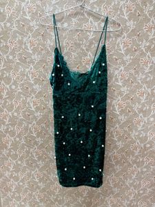 Green Velvet Mini Dress