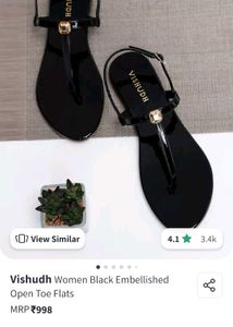 VISHUDH Black Flats