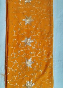 Orange Sitara Jaal Saree With Blouse