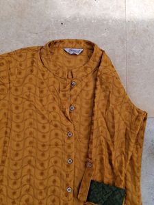Mustard Embroidery Kurta