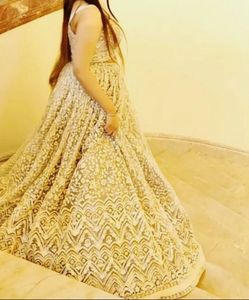 Very Heavy Off White Indo Western Lehenga!💜🥂