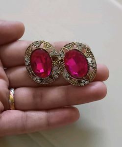 Vintage Pink Gem Earrings