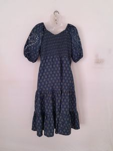 Dark Denim Blue Printed Dress (Women&#39;s)