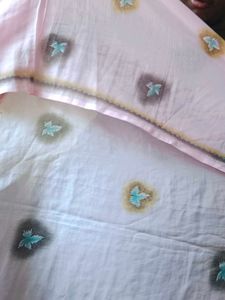 Pink and White Floral Saree