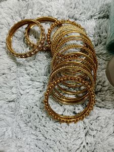 Gold &amp; Crystal Bangle Set