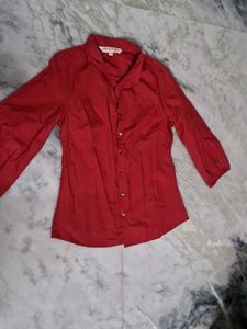 Red Button-Down Top