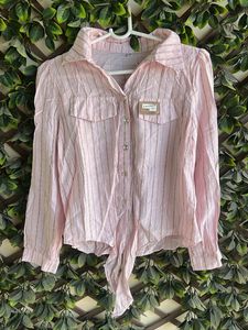 Chic Pink Tie-Front Blouse