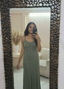 Olive Green Maxi Slip Dress