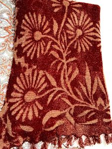 Maroon Floral Shawl with Tassels