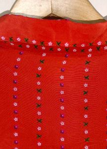 Trendy New Vintage Red Polka Dot Blouse