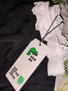 Baggy Black Pants with Lace Trim