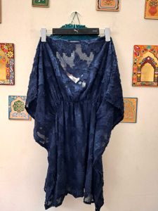 Elegant Navy Blue Lace Kaftan Top new