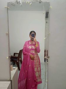 Pink Embroidered Palazzo Set