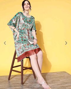 Shae By Sassafras Sea-green Velvet Kaftan Dress