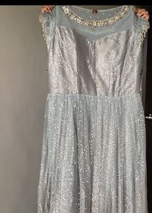 Elegant Silver Ethnic Gown