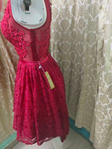 Red Lace Hi-Lo Party Dress