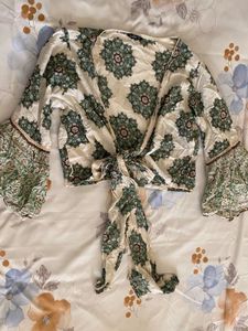 Wrap Around Crop Top with Mint Trousers