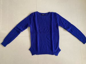 Blue Textured Knit Sweater