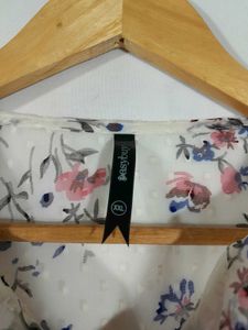 Off White Printed Top For Women's