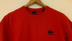 Lacoste orange-red Cotton Tee