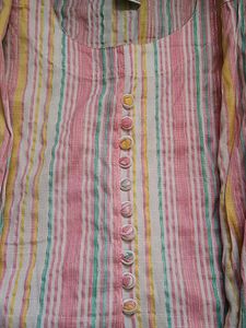 Pink And White Kurta Set