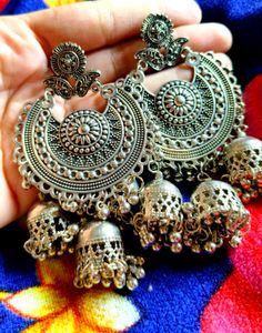Silver Jhumka Earrings