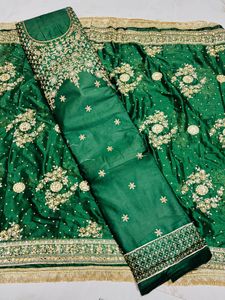 Emerald Green Embroidered Dupatta