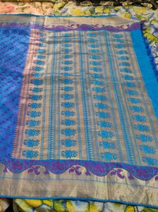 Beautiful Blue Pure Soft Silk Saree