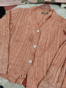 Peach Knit Cardigan