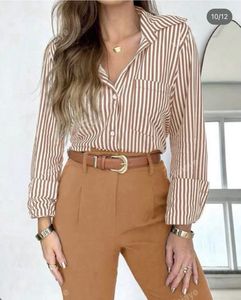 Beige stripe pure cotton fitted shirt