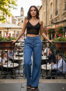L@36 Size-28  Wide Leg Denim Jeans