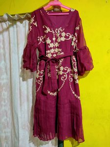Embroidery Puff Sleeve Dress