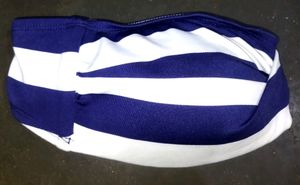 Striped Bandeau Bikini Top - Blue &amp; White