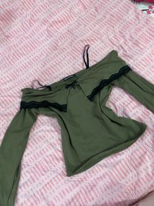 Green Lace Trim Top