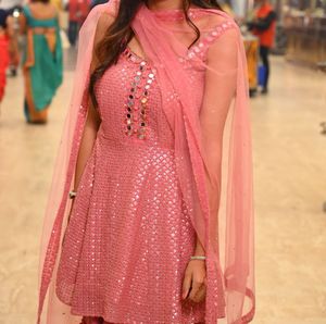 Pink Embroidered Kurta Set