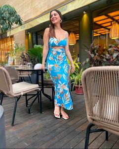 ZARA Floral Cutout Midi Dress