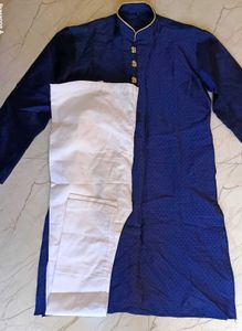 Men's Blue Kurta &amp; White Bottom Set