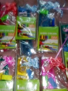 Seven Stationery sets with crayons