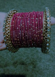 Stunning Red &amp; Gold Bangles Set