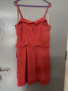 Coral Ruffle Mini Dress