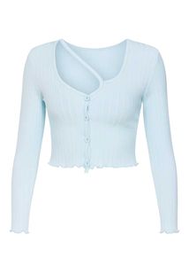 Ribbed Asymmetrical Button-Up Top
