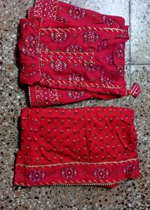 Ishin Women Pure Cotton Anarkali Kurta Plazzo Set