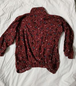 Flower Print Shirt Pattern Crop Top