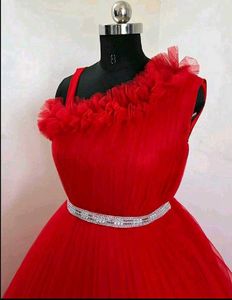 Stunning Red Net Gown