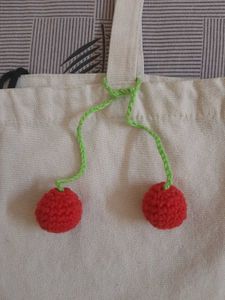 Cute Crochet Cherry bag charm