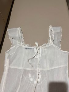 Sheer White Embroidered Top