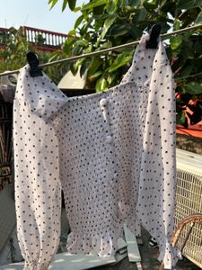 Polka Dot Puff Sleeve Top